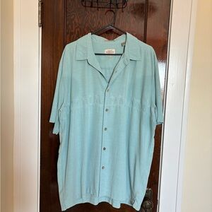 Quicksilver Waterman Collection Light Blue Button-Up Shirt with Embroidery